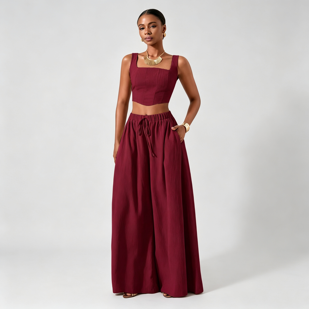 The Elara Square-Neck Wide-Leg Set