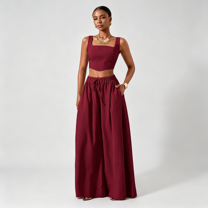 The Elara Square-Neck Wide-Leg Set