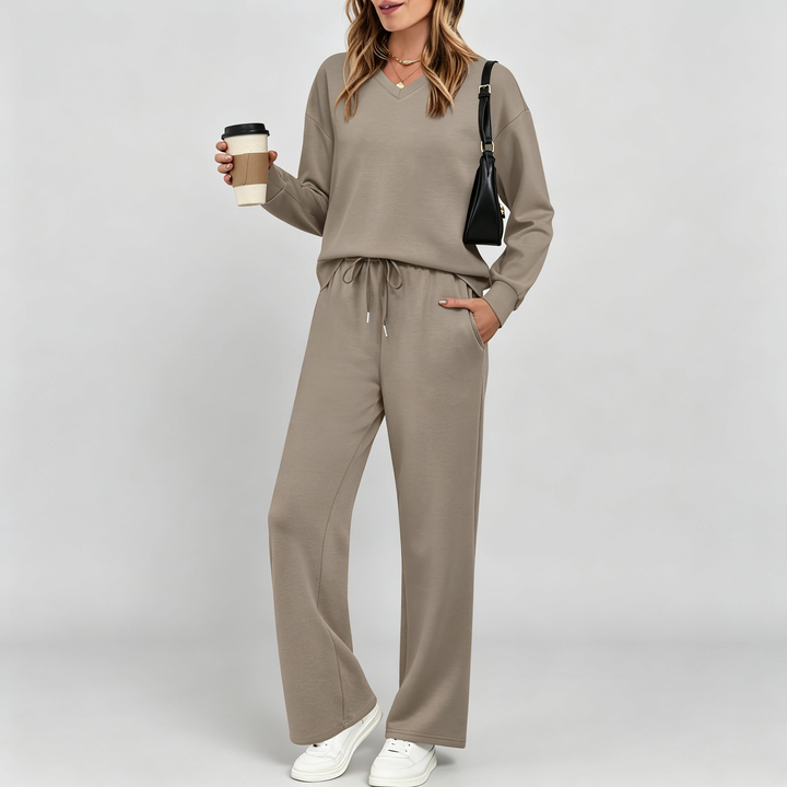 The Elara V-Neck Wide-Leg Lounge Set