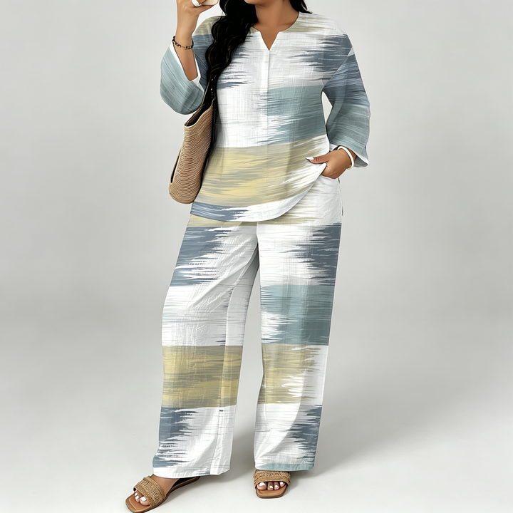 The Elara Vintage Patchwork Wide-Leg Set