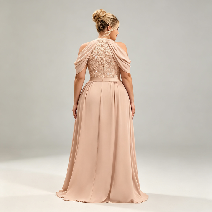 The Elara Sequin Capelet Gown