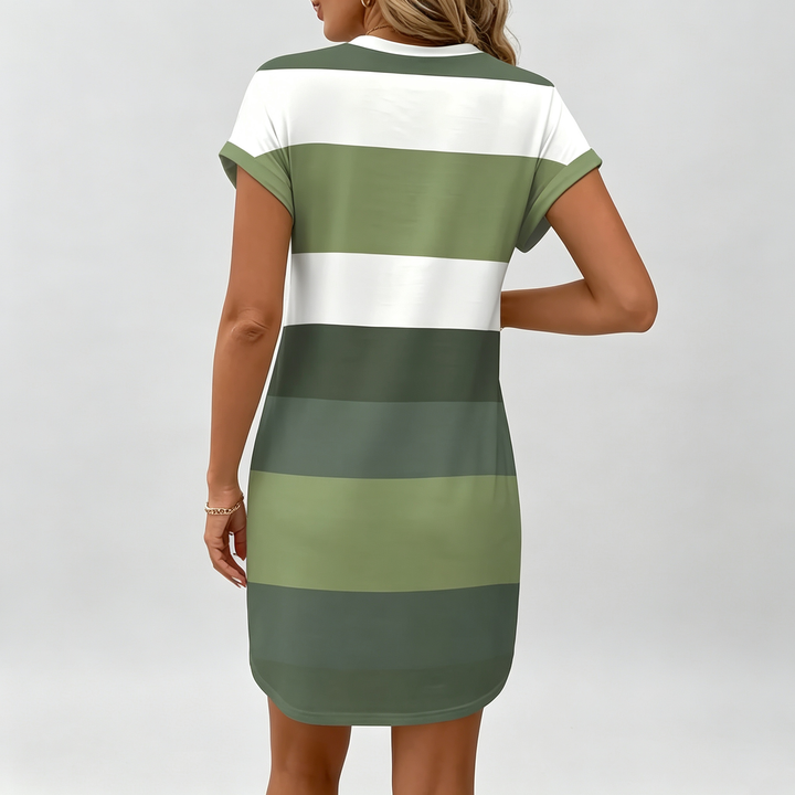 The Elara Striped Tee Dress