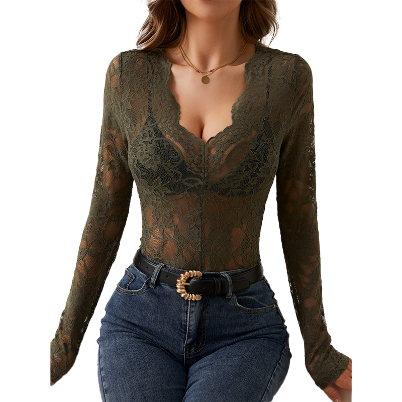 The Elara Scallop V-Neck Lace top