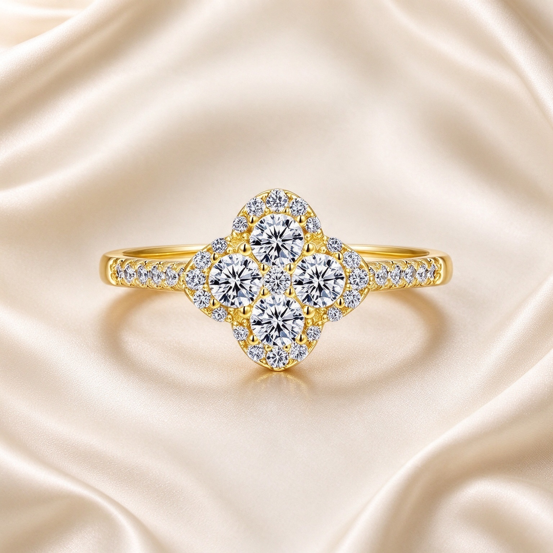 Four-Stone Clover CZ Ring