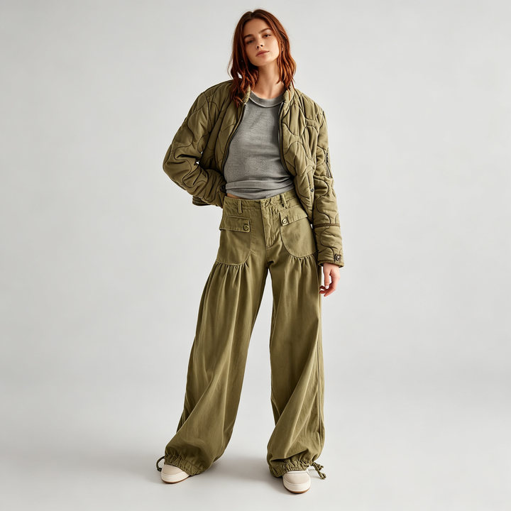 The Elara Drawstring-Cuff Denim Pants