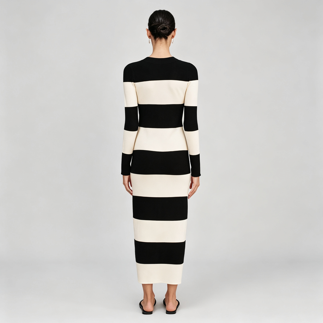 The Elara Monochrome Stripe Knit Set