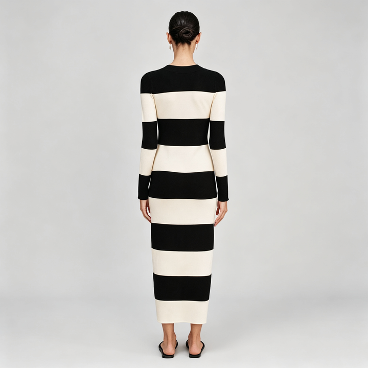The Elara Monochrome Stripe Knit Set