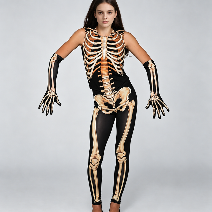 The Elara Skeleton Print Halloween Costume Set