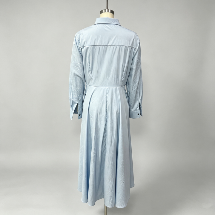 The Elara Button-Front Shirt Maxi Dress