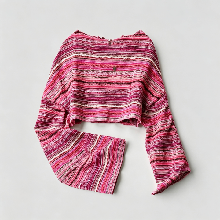The Elara Striped Flare-Sleeve Knit Top
