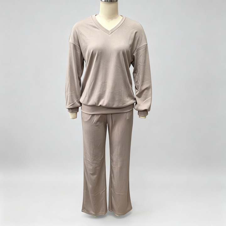 The Elara V-Neck Wide-Leg Lounge Set