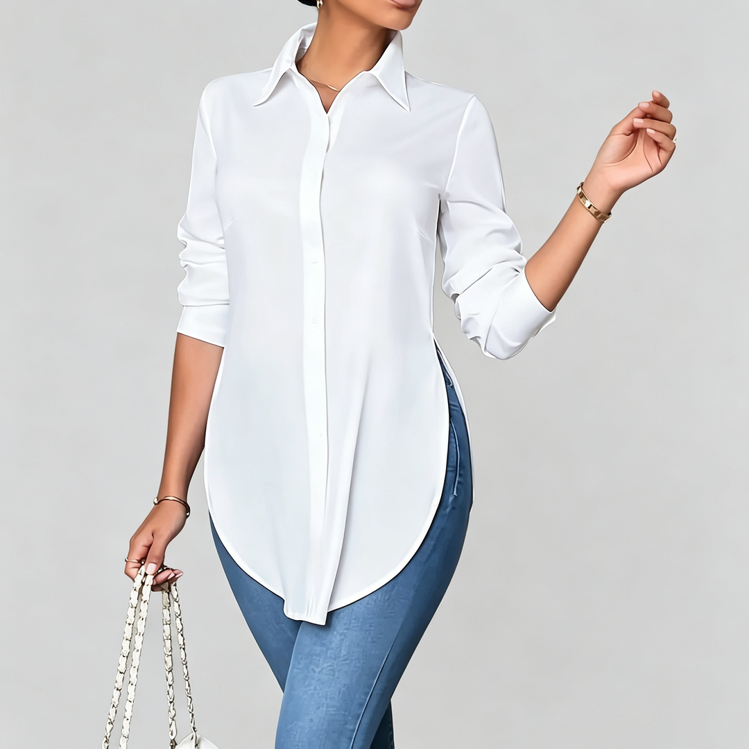 The Elara Curved Hem Longline Shirt