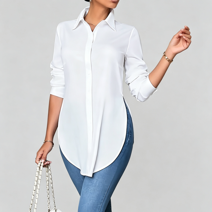 The Elara Curved Hem Longline Shirt