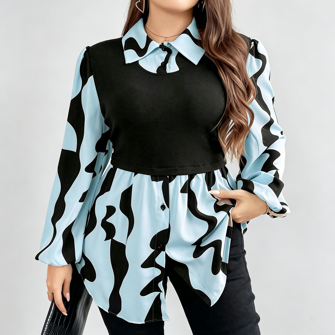 The Elara Two-in-One Printed Blouse Top