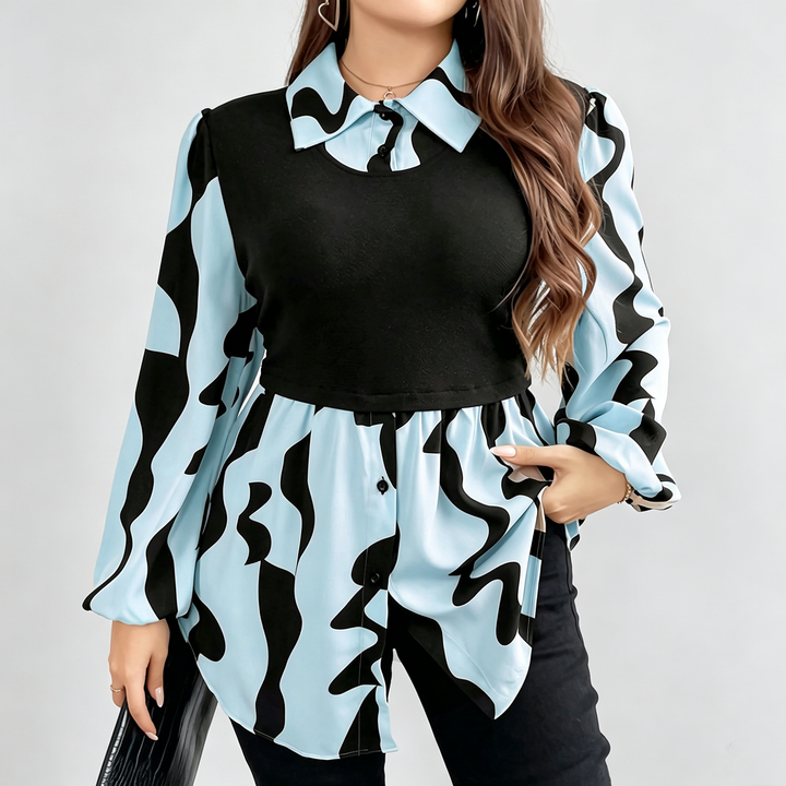 The Elara Two-in-One Printed Blouse Top