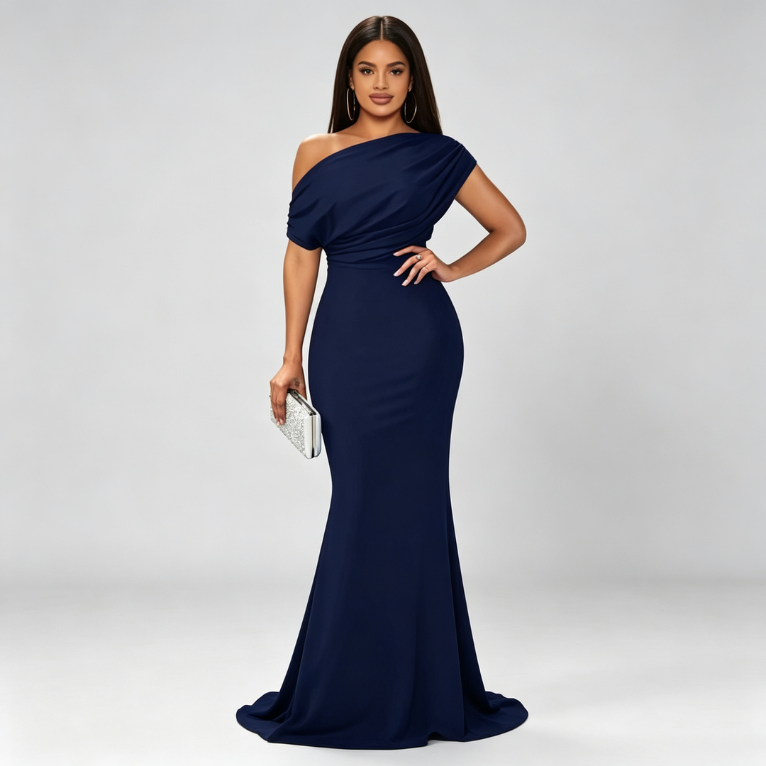 The Elara Draped One-Shoulder Mermaid Gown