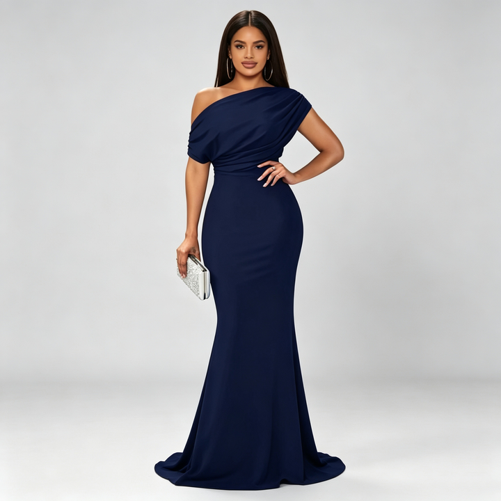 The Elara Draped One-Shoulder Mermaid Gown