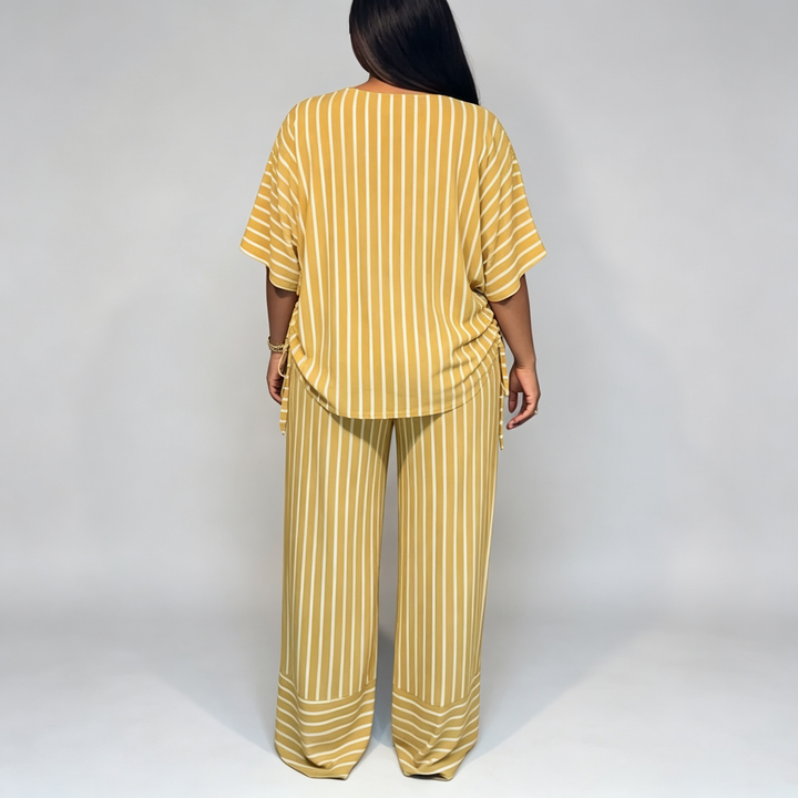 The Elara Breezy Stripe Wide-Leg Set