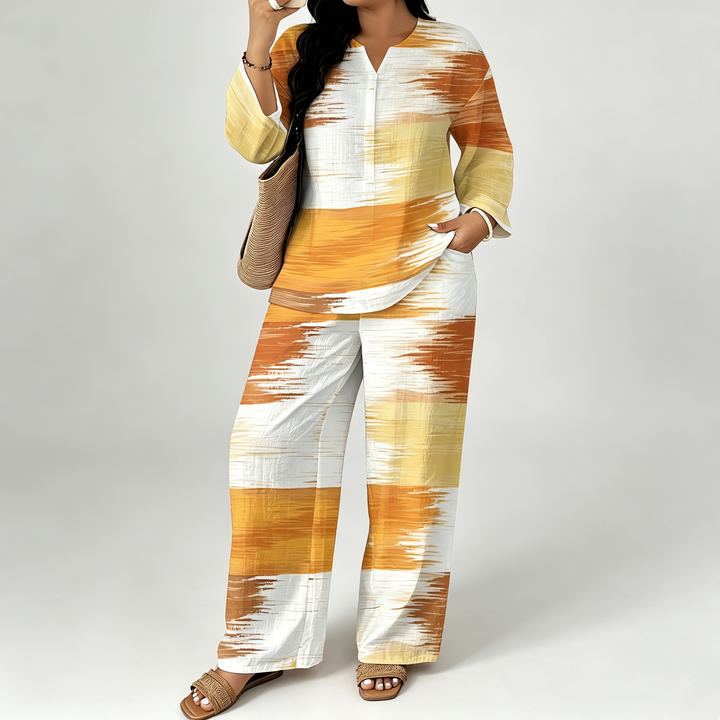 The Elara Vintage Patchwork Wide-Leg Set