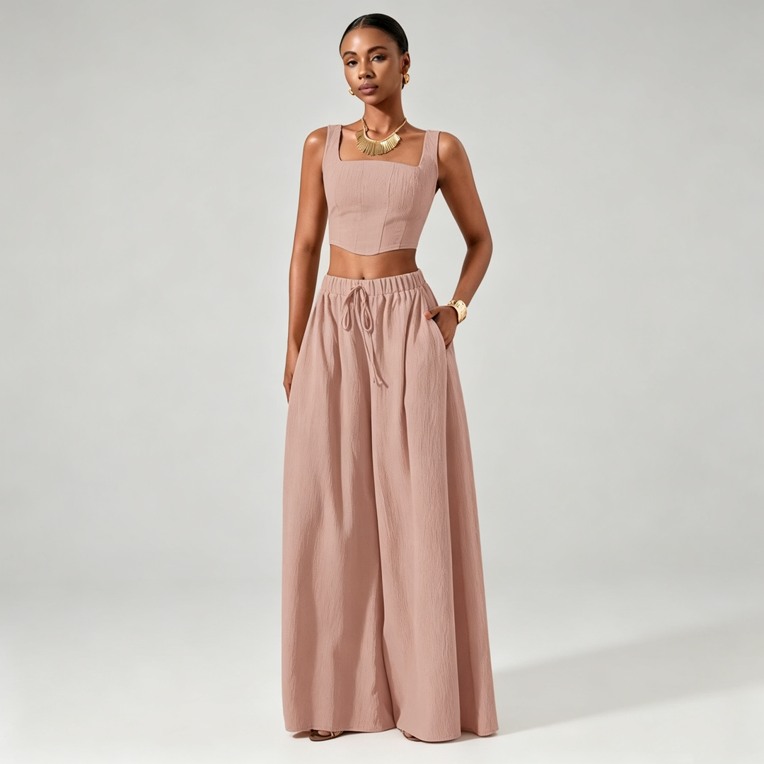The Elara Square-Neck Wide-Leg Set