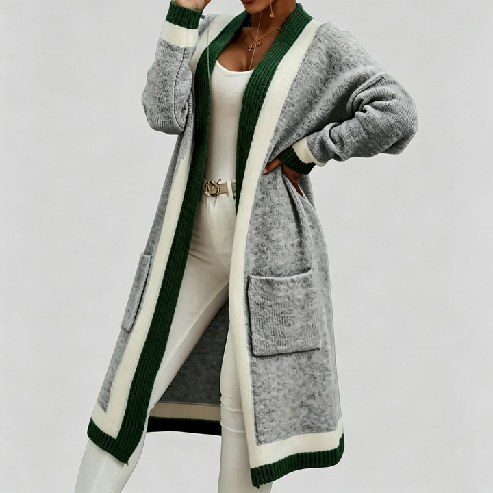 The Elara Color-Block Hooded Cardigan