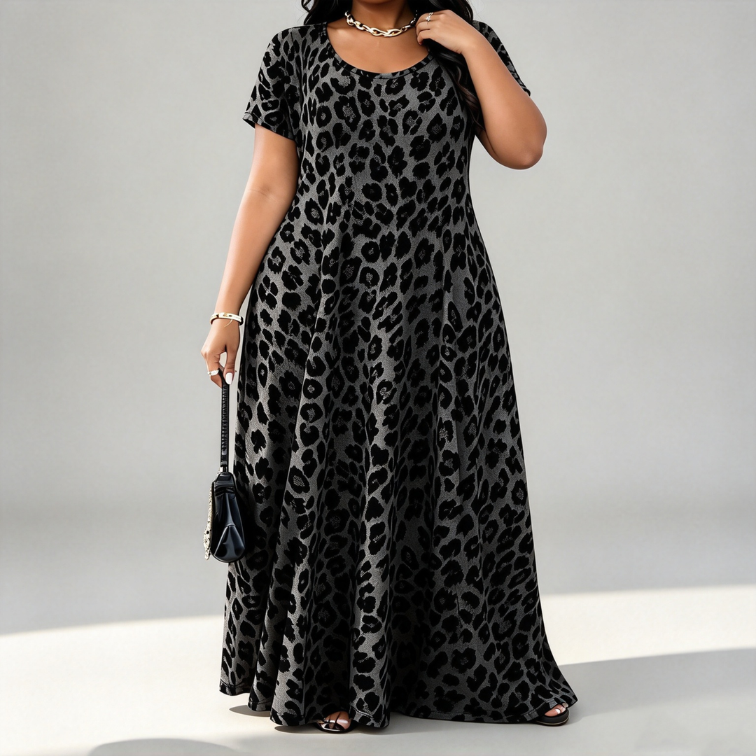 The Elara Leopard-Print Pocket Maxi Dress