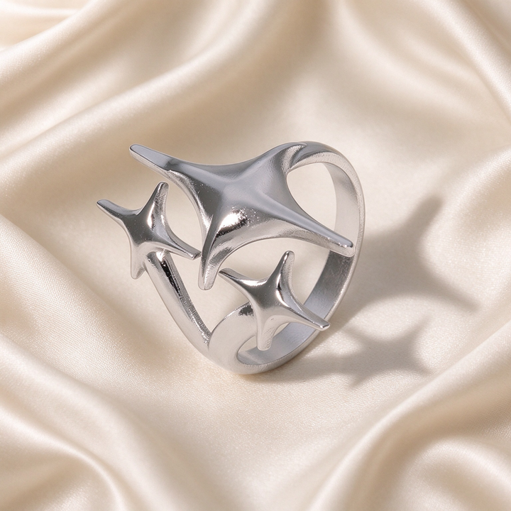 Geometric Star Open Band Ring