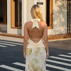 The Elara Floral Halter Set
