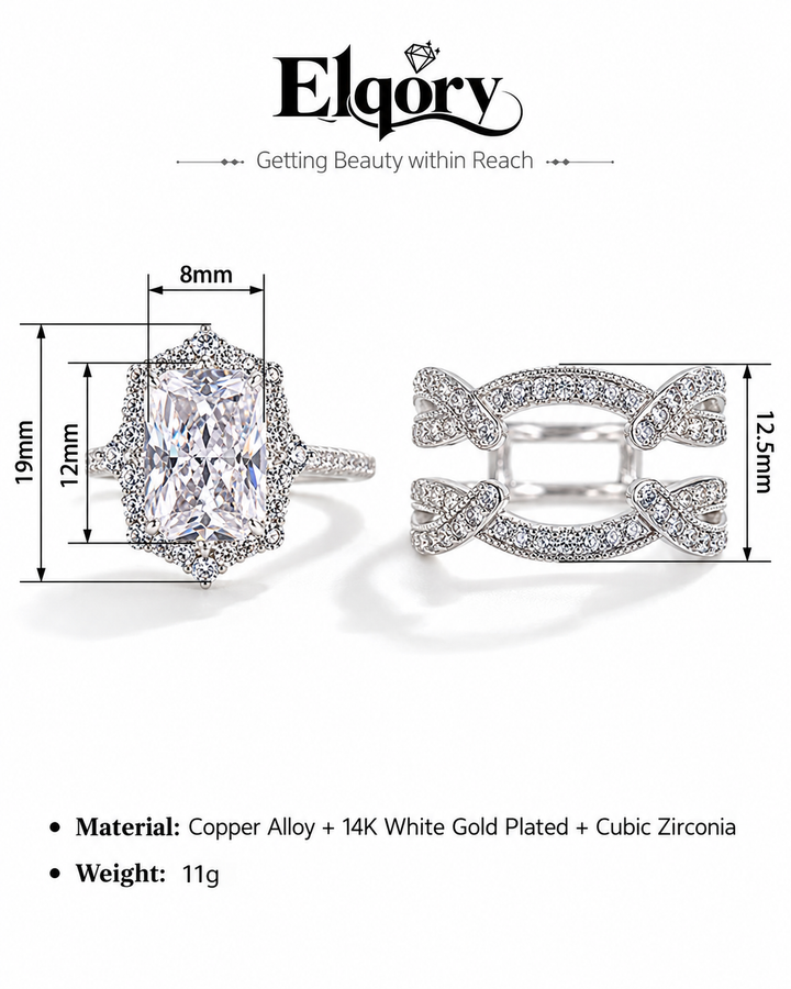 Square CZ Halo Multi-Band Ring