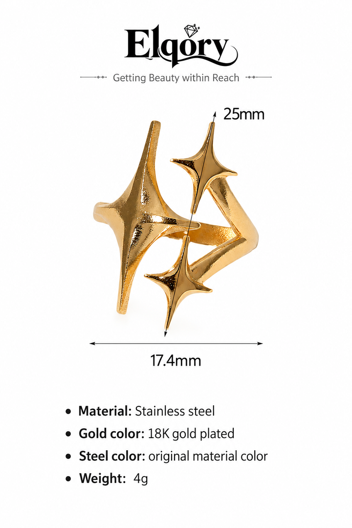 Geometric Star Open Band Ring
