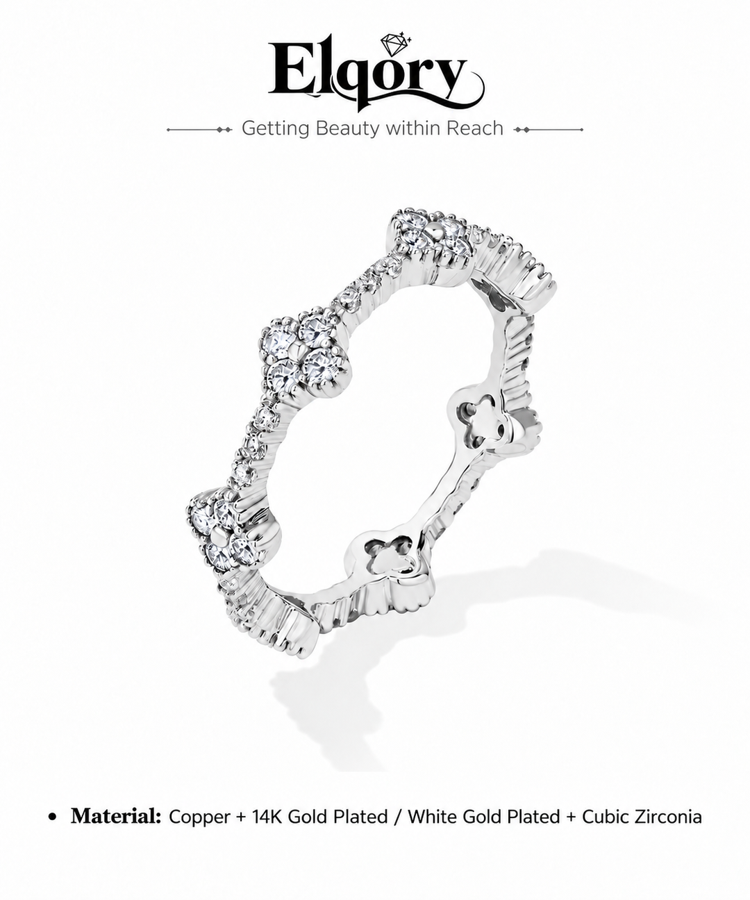 Clover CZ Eternity Band Ring