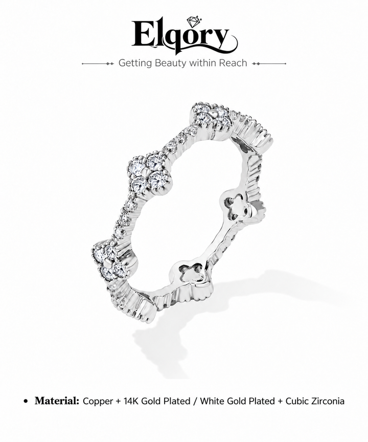 Clover CZ Eternity Band Ring
