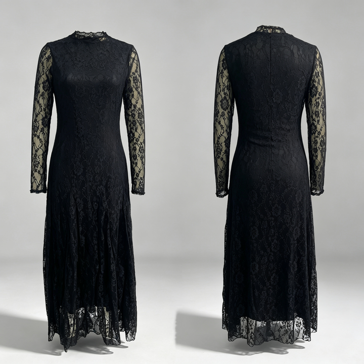 The Elara Lace Mock-Neck Maxi Dress