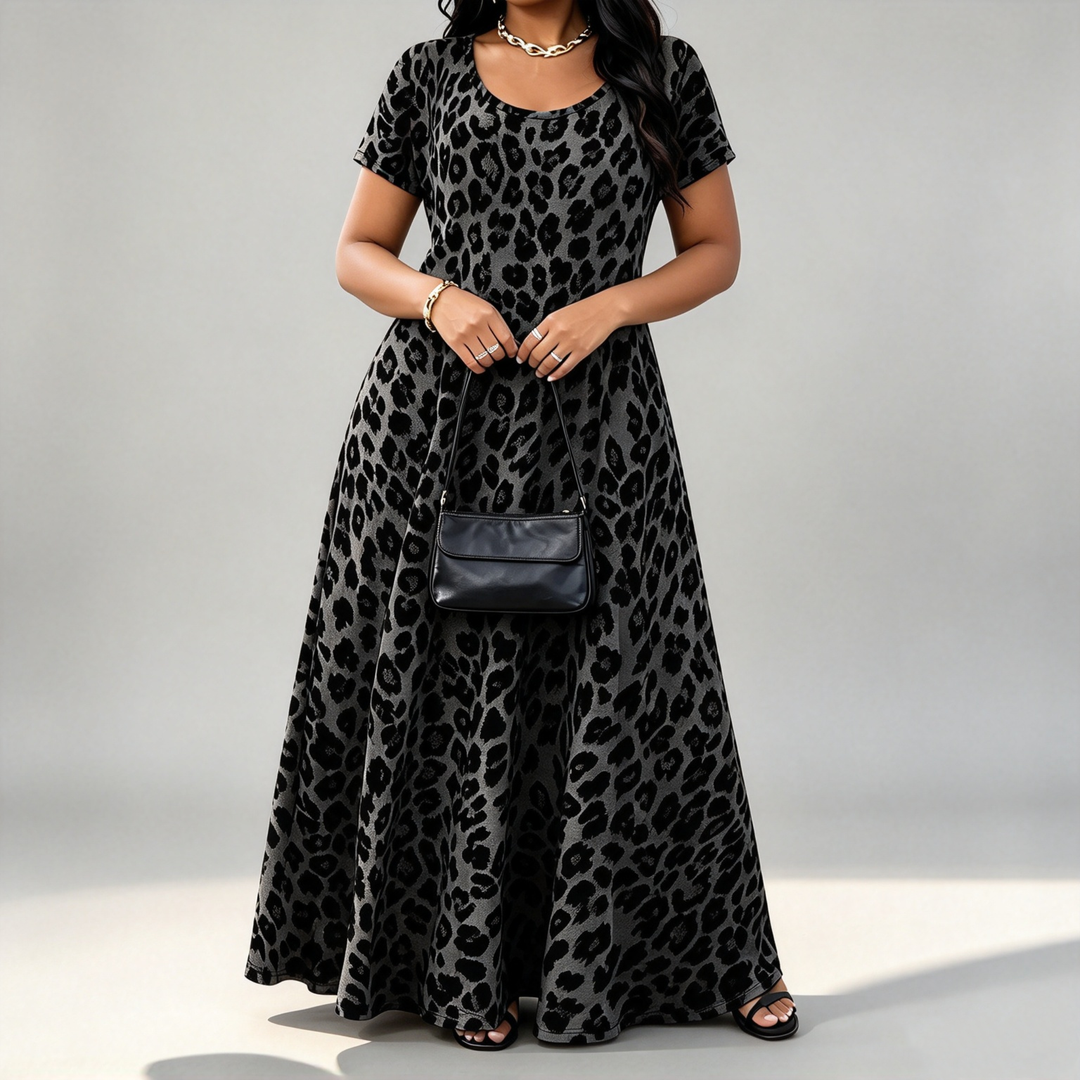 The Elara Leopard-Print Pocket Maxi Dress