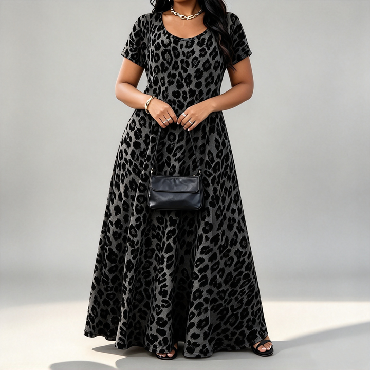 The Elara Leopard-Print Pocket Maxi Dress