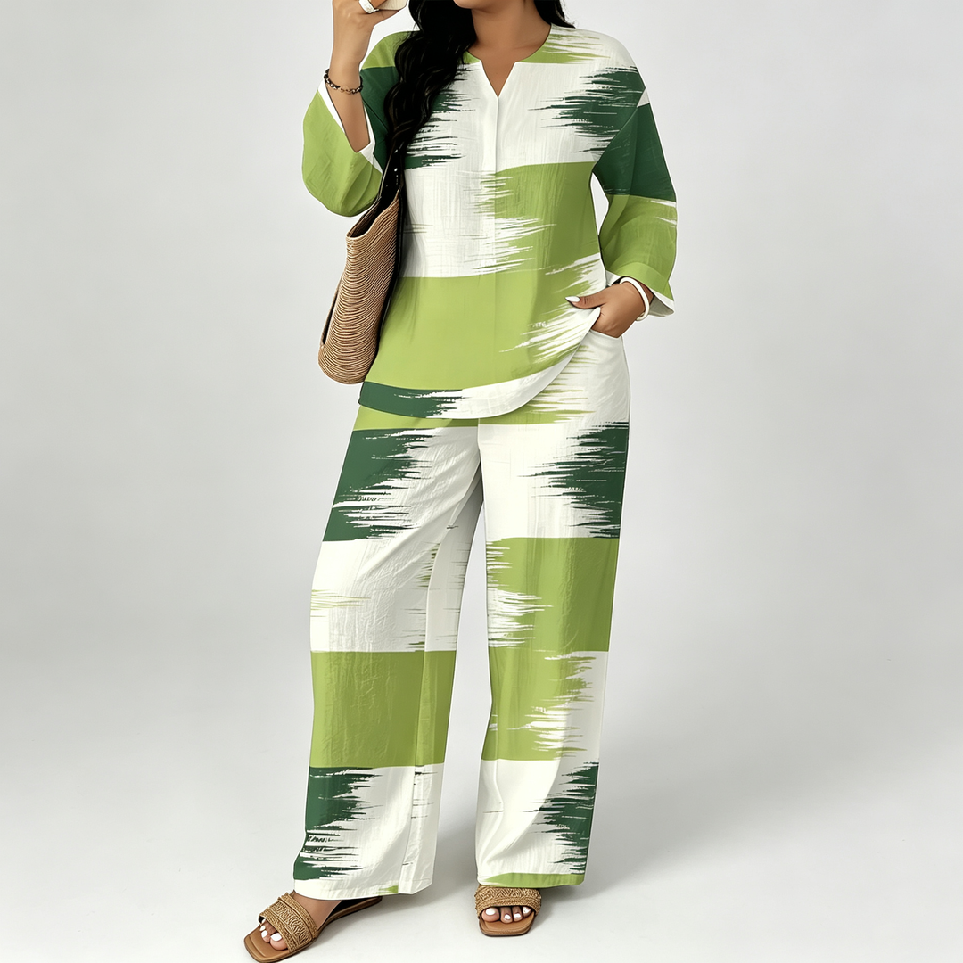 The Elara Vintage Patchwork Wide-Leg Set