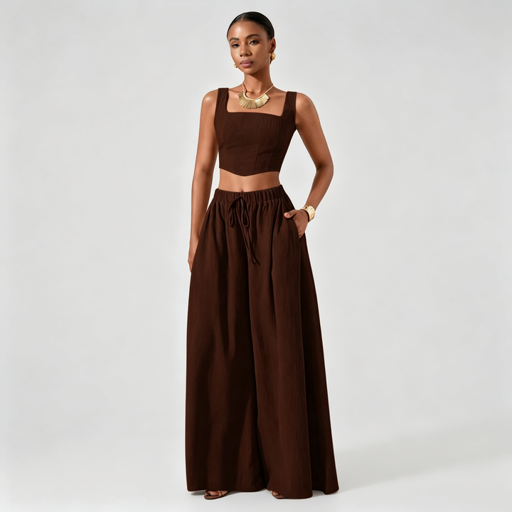The Elara Square-Neck Wide-Leg Set