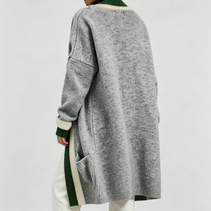 The Elara Color-Block Hooded Cardigan