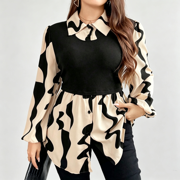 The Elara Two-in-One Printed Blouse Top