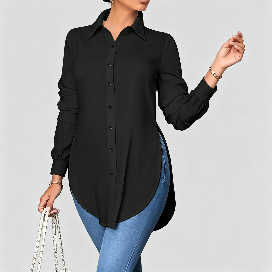 The Elara Curved Hem Longline Shirt