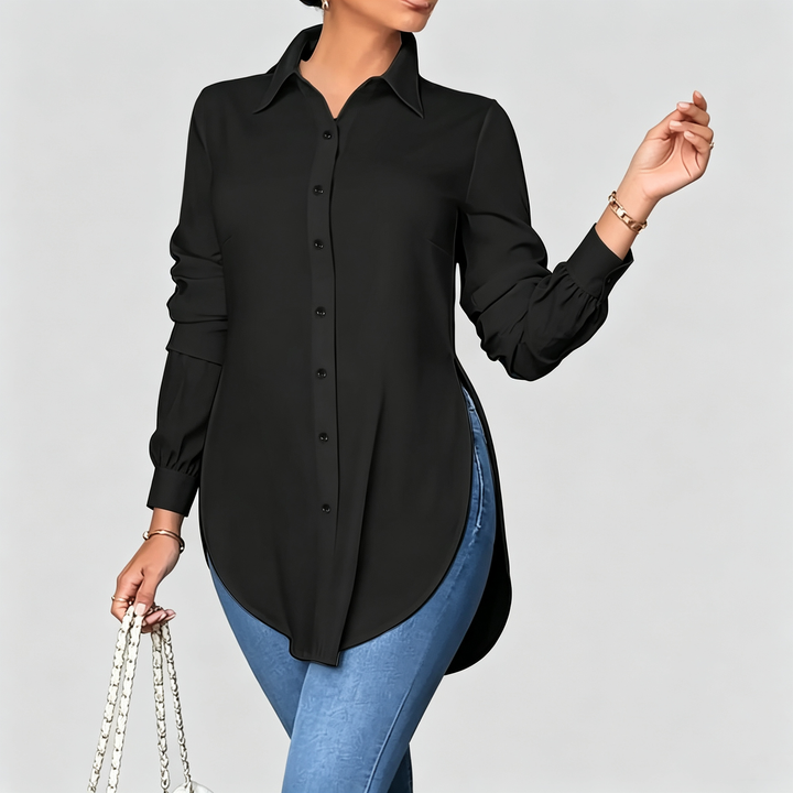 The Elara Curved Hem Longline Shirt