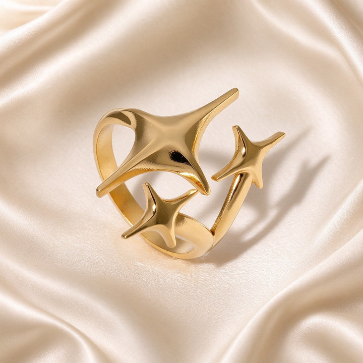 Geometric Star Open Band Ring