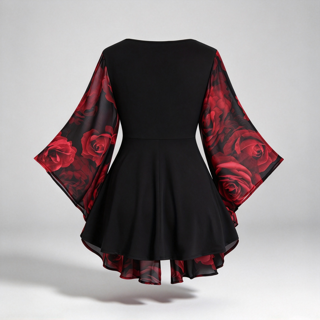 The Elara Rose-Print Lace-Up Chiffon Romper
