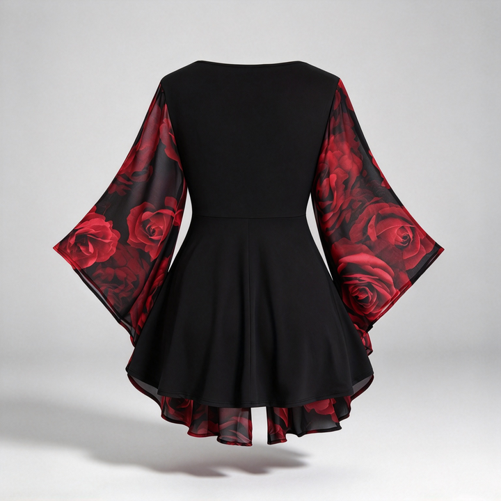 The Elara Rose-Print Lace-Up Chiffon Romper