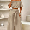 The Elara Off-Shoulder Tiered Wide-Leg Set