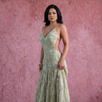 The Elara Ethereal Floral Open-Back Maxi