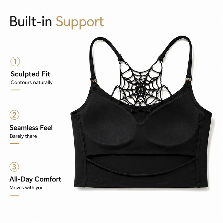 The Elara Spider-Web Built-In Bra Cami Top