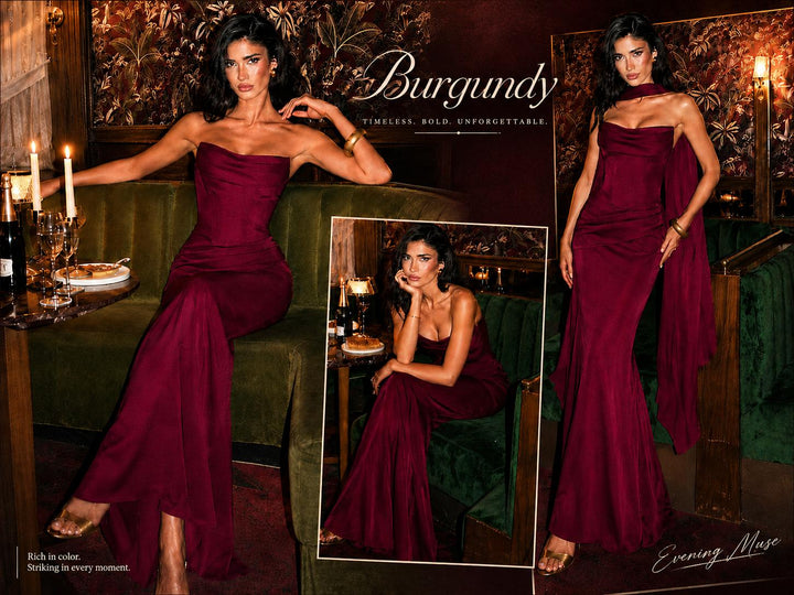 The Elara Made-to-Order Satin Scarf Mermaid Gown