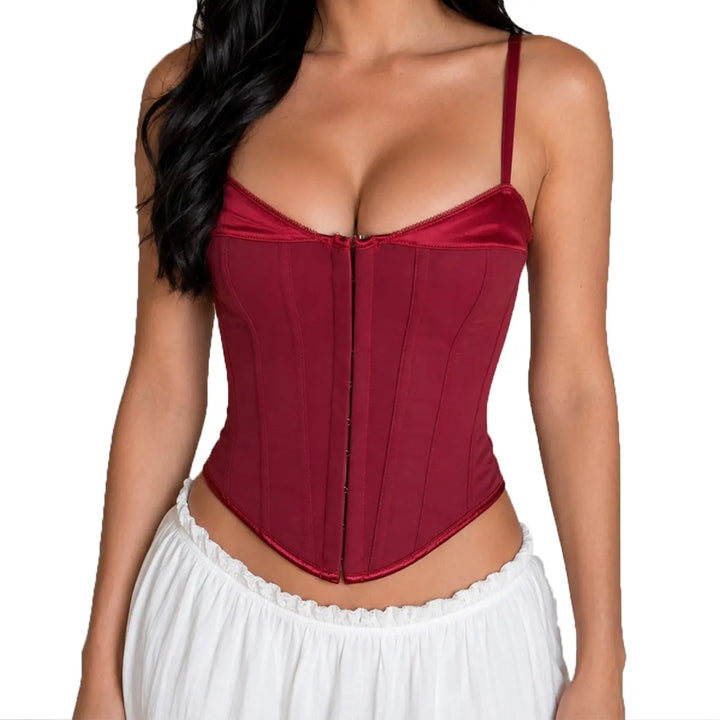 The Elara Satin Lace-Up Corset Top