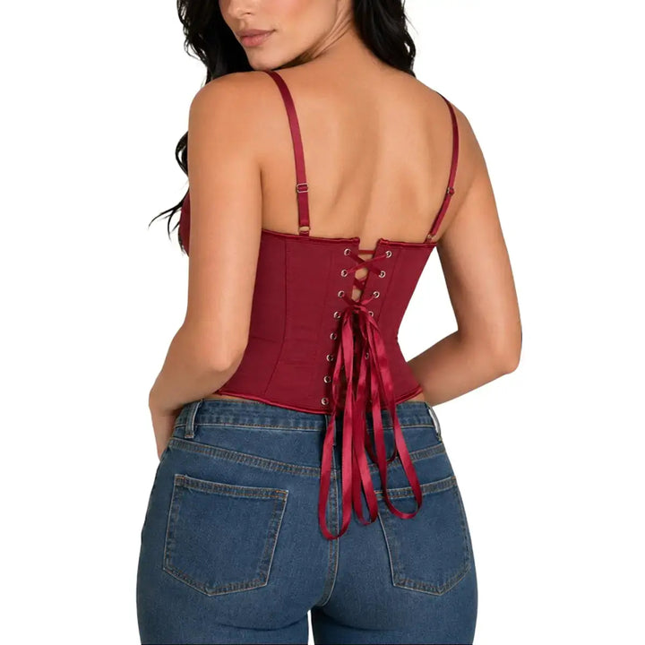 The Elara Satin Lace-Up Corset Top